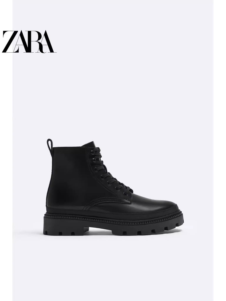 Importé - ZARA NEW - Chaussure Homme  Montantes Chelsea Boots A Lacets - Noir
