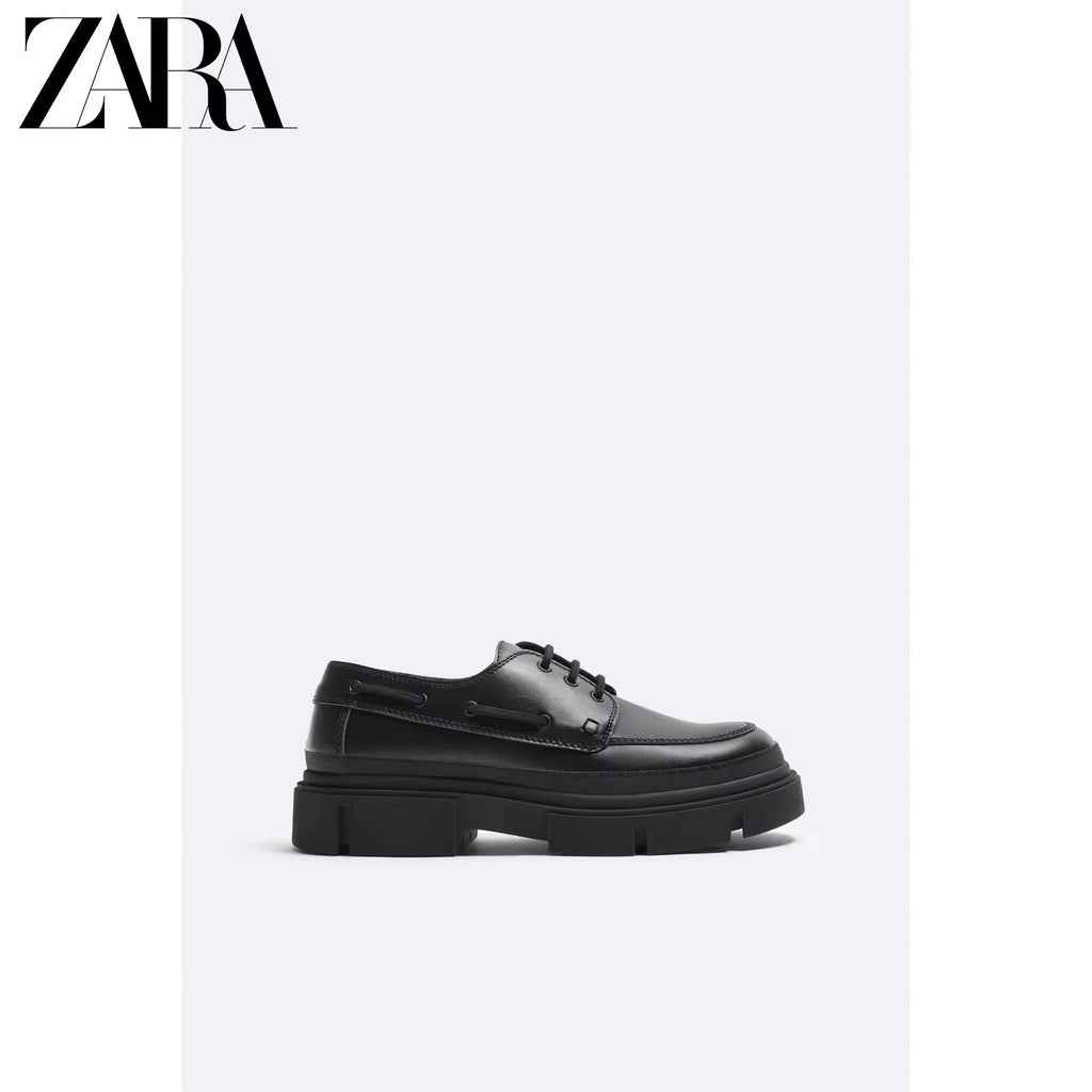 Importé - ZARA NEW - Chaussure Homme Britannique Confortables En Cuir - Noir