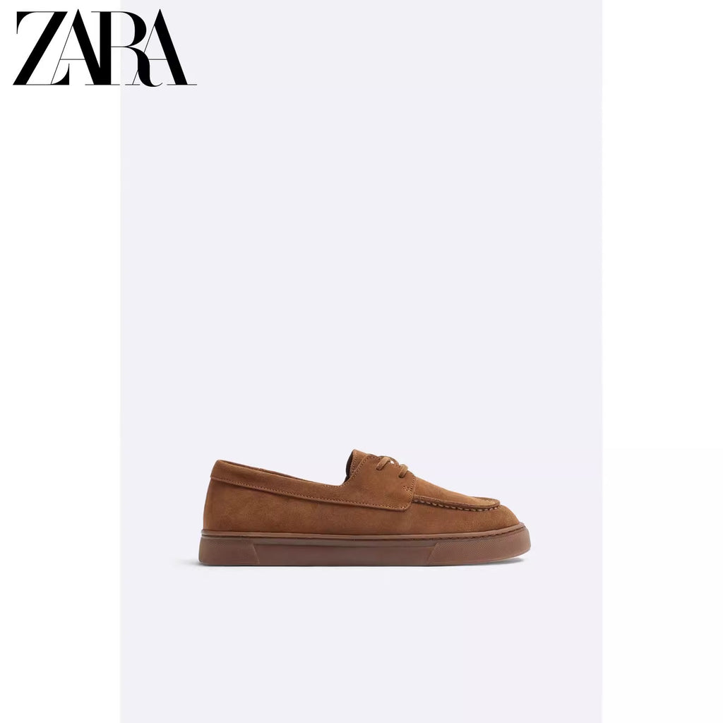 Importé - ZARA NEW - Chaussure Homme Sport Mocassin Rétro En Cuir Daim - Marron