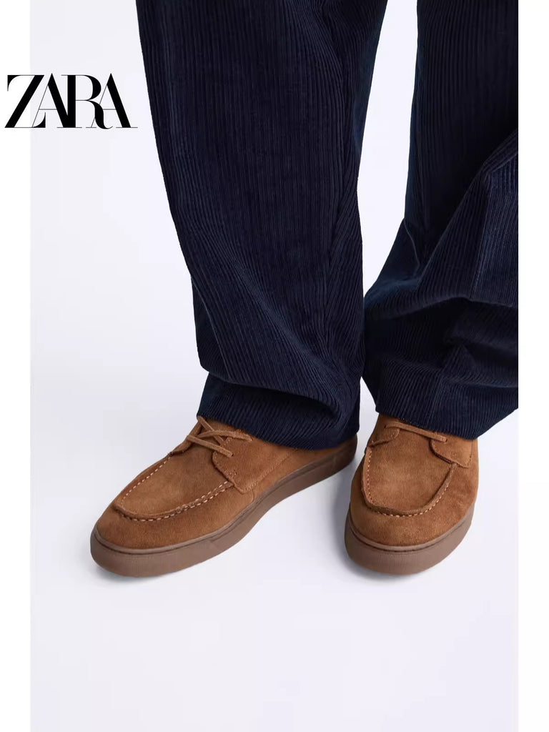 Importé - ZARA NEW - Chaussure Homme Sport Mocassin Rétro En Cuir Daim - Marron