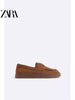 Importé - ZARA NEW - Chaussure Homme Sport Mocassin Rétro En Cuir Daim - Marron