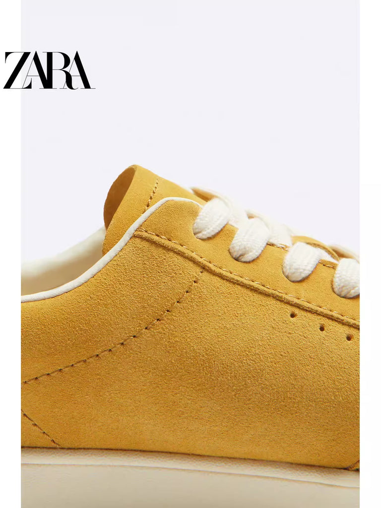 Importé - ZARA NEW - Chaussure Homme Sport Baskets En Daim - Jaune