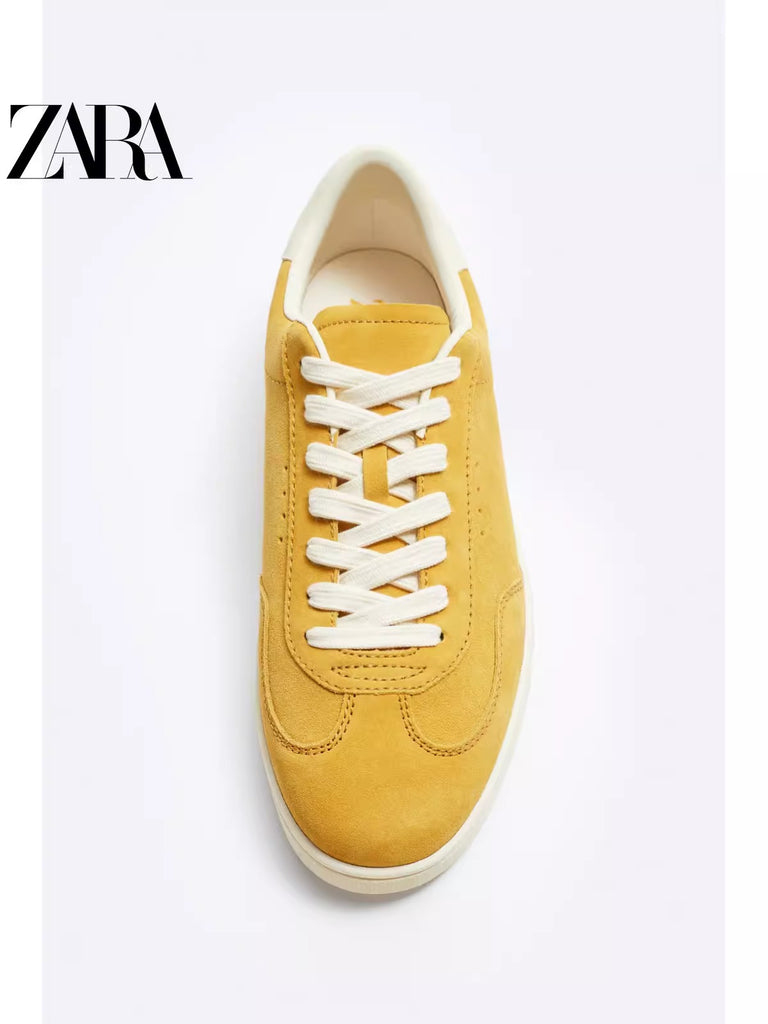 Importé - ZARA NEW - Chaussure Homme Sport Baskets En Daim - Jaune