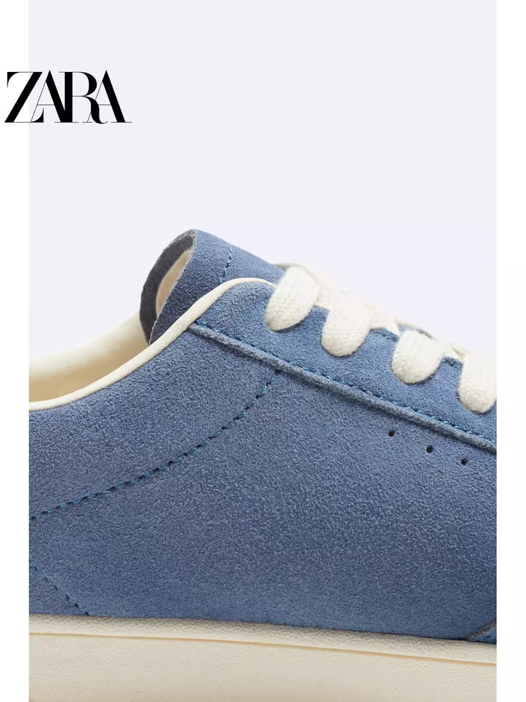Importé - ZARA NEW - Chaussure Homme Sport Baskets En Daim - Bleu