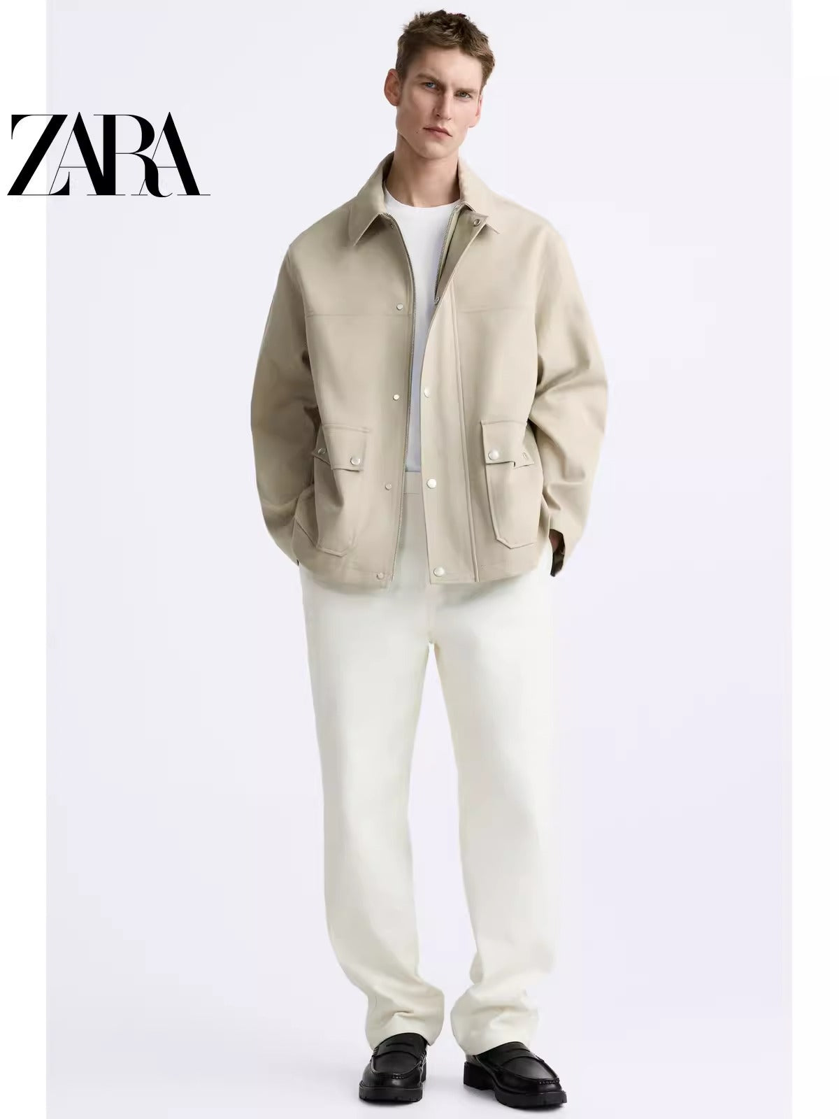 Importé - ZARA NEW - Chaussure Homme Mocassin Simple En Cuir - Noir