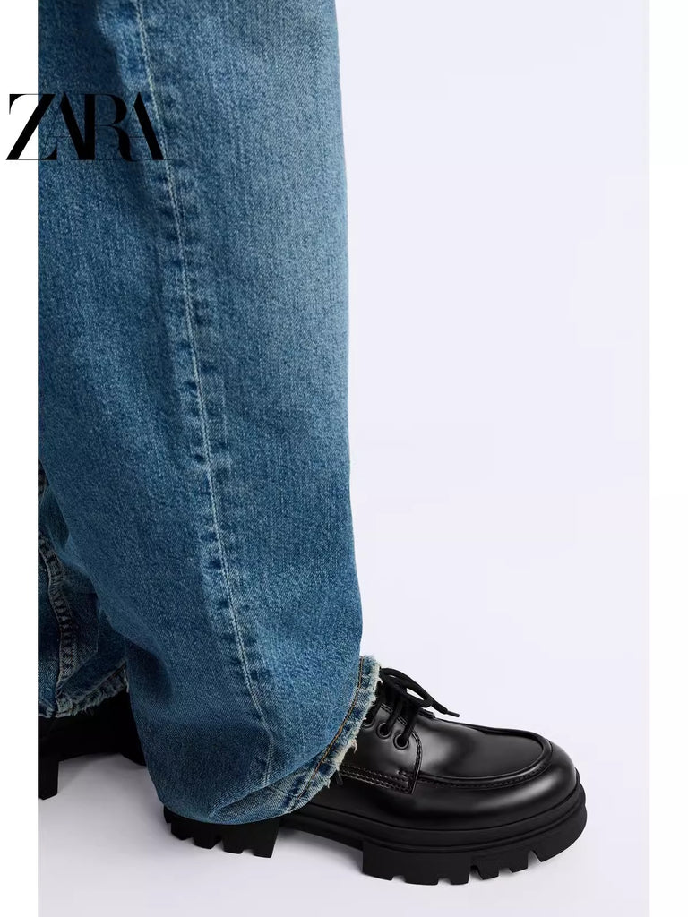 Importé - ZARA NEW - Chaussure Homme Britannique Décontractées En Cuir PU - Noir