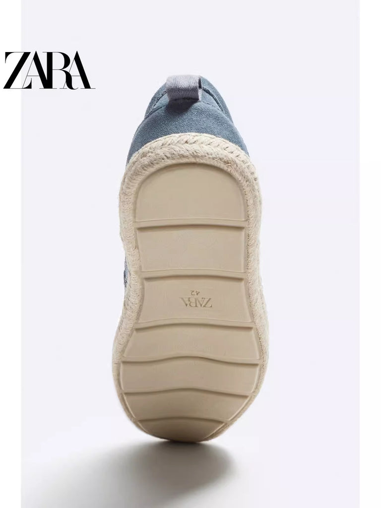 Importé - ZARA NEW - Chaussure Homme Sport Bateau  Mocassin En Cuir Daim - Bleu