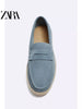Importé - ZARA NEW - Chaussure Homme Sport Bateau  Mocassin En Cuir Daim - Bleu
