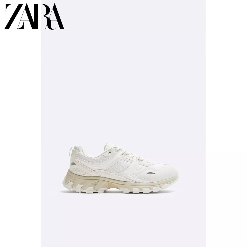 Importé  - ZARA NEW - Chaussure Homme Sport Baskets Style Rétro - Blanc