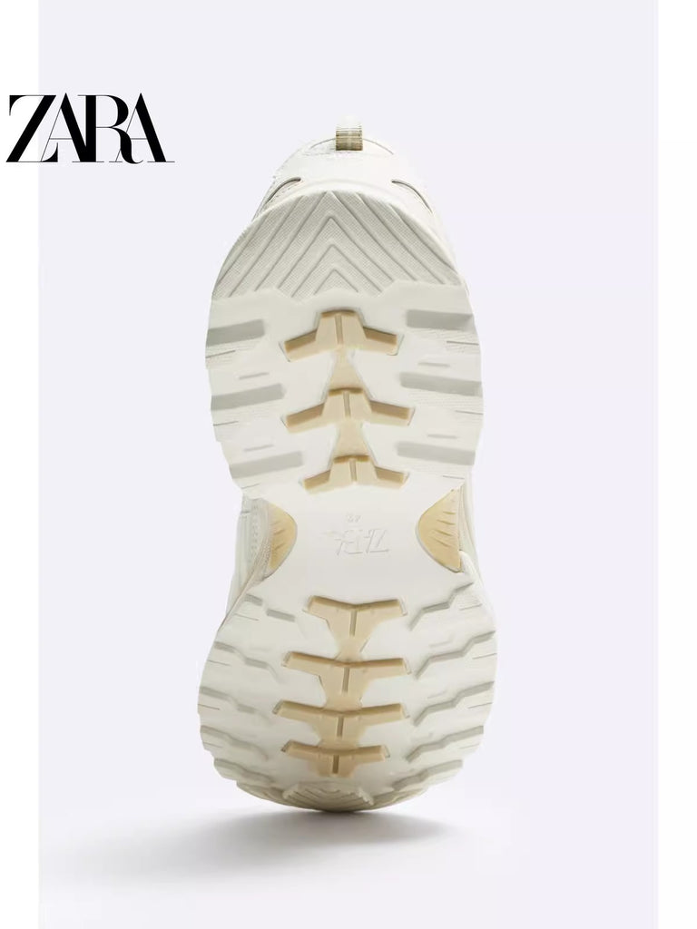 Importé  - ZARA NEW - Chaussure Homme Sport Baskets Style Rétro - Blanc