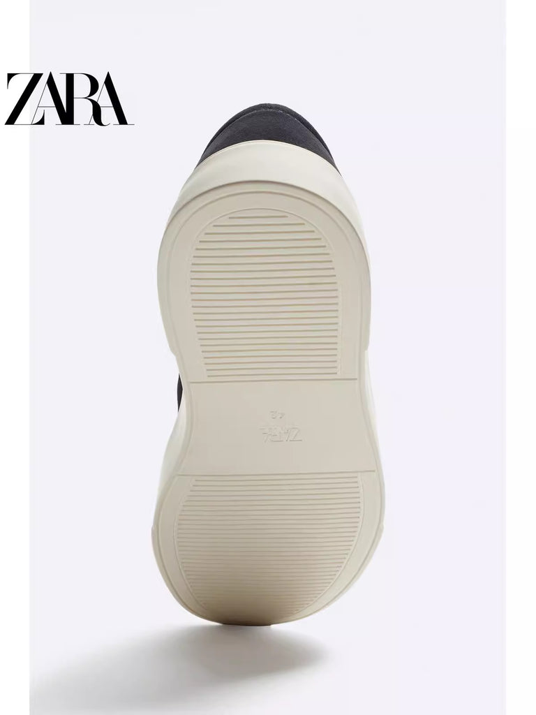 Importé  - ZARA NEW - Chaussure Homme Sport baskets Sans Lacets En Daim - Bleu