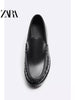 Importé - ZARA NEW - Chaussure Homme Bateau Mocassin Simple En Cuir - Noir