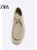 Importé - ZARA NEW - Chaussure Homme Sport Baladeuse Rétro A Lacets En Daim - Beige