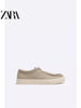 Importé - ZARA NEW - Chaussure Homme Sport Baladeuse Rétro A Lacets En Daim - Beige