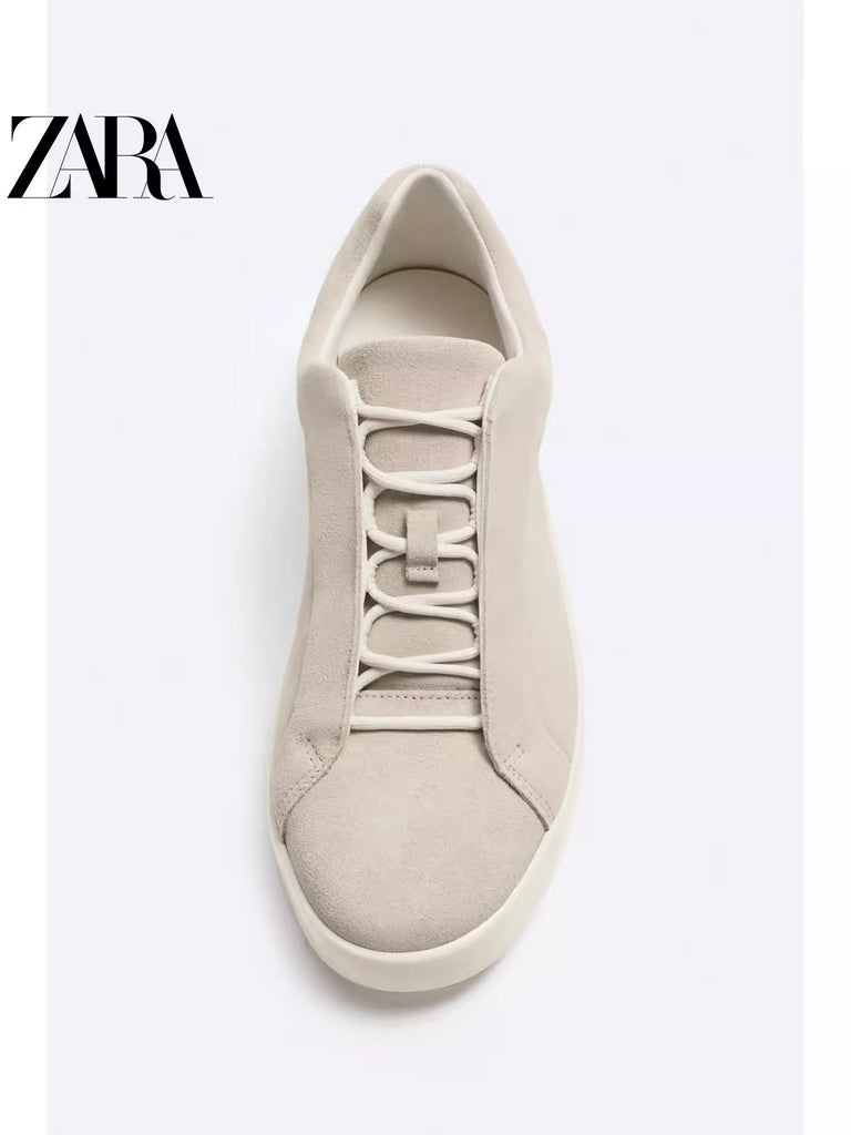 Importé - ZARA NEW - Chaussure Homme Sport Baskets Décontractées En Daim - Beige