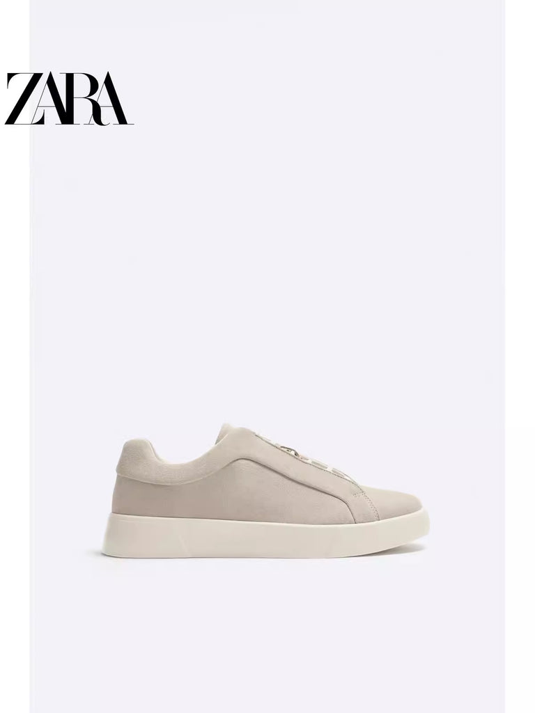 Importé - ZARA NEW - Chaussure Homme Sport Baskets Décontractées En Daim - Beige