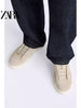 Importé - ZARA NEW - Chaussure Homme Sport Baskets Décontractées En Daim - Beige