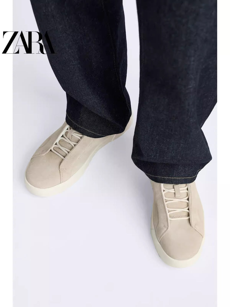 Importé - ZARA NEW - Chaussure Homme Sport Baskets Décontractées En Daim - Beige