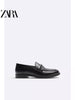 Importé - ZARA NEW - Chaussure Homme Bateau Mocassin En Cuir - Noir