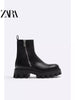 Importé - ZARA NEW - Chaussure Homme Montantes Chelsea Boots A Chaîne - Noir
