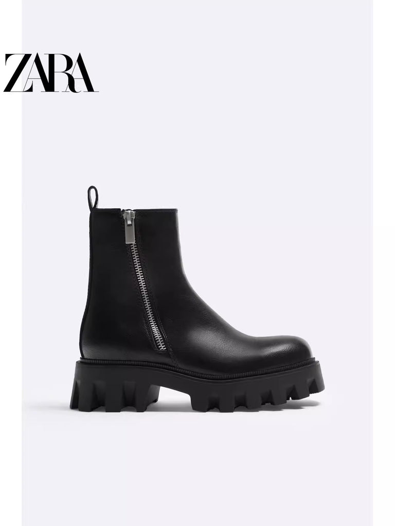 Importé - ZARA NEW - Chaussure Homme Montantes Chelsea Boots A Chaîne - Noir