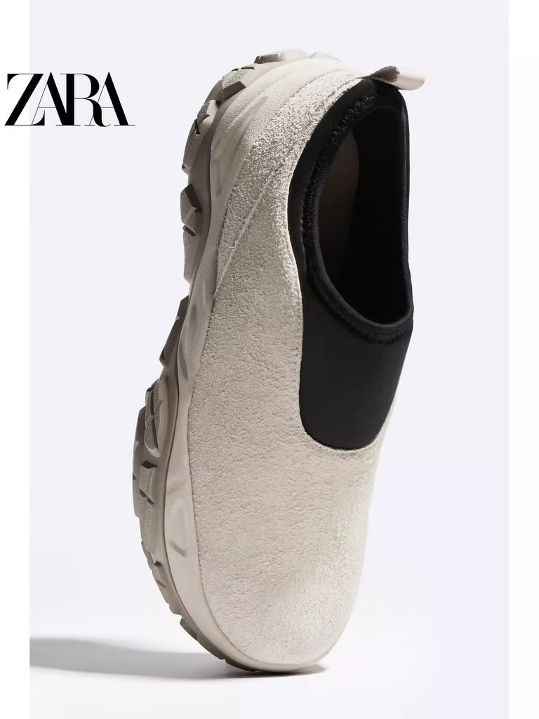 Importé - ZARA NEW - Chaussure Homme Sport Baskets Rétro Sans Lacets - Beige