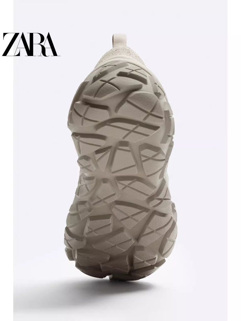 Importé - ZARA NEW - Chaussure Homme Sport Baskets Rétro Sans Lacets - Beige