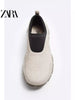 Importé - ZARA NEW - Chaussure Homme Sport Baskets Rétro Sans Lacets - Beige
