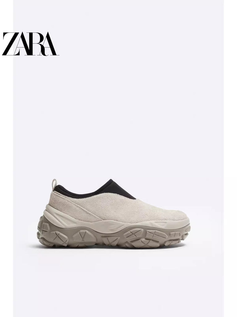 Importé - ZARA NEW - Chaussure Homme Sport Baskets Rétro Sans Lacets - Beige
