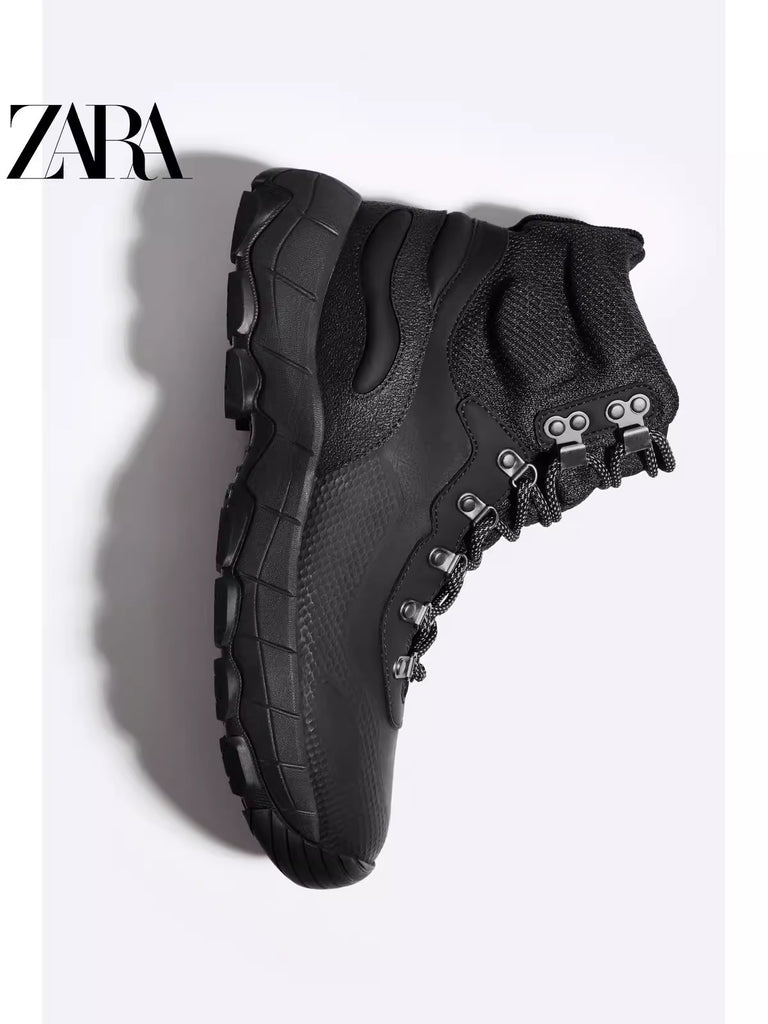 Importé - ZARA NEW - Chaussure Homme Montantes Chelsea Boots A Lacets - Noir