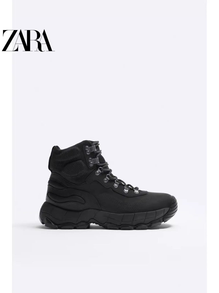 Importé - ZARA NEW - Chaussure Homme Montantes Chelsea Boots A Lacets - Noir
