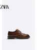 Importé - ZARA NEW - Chaussure Homme Britannique En Cuir Perforé  - Marron
