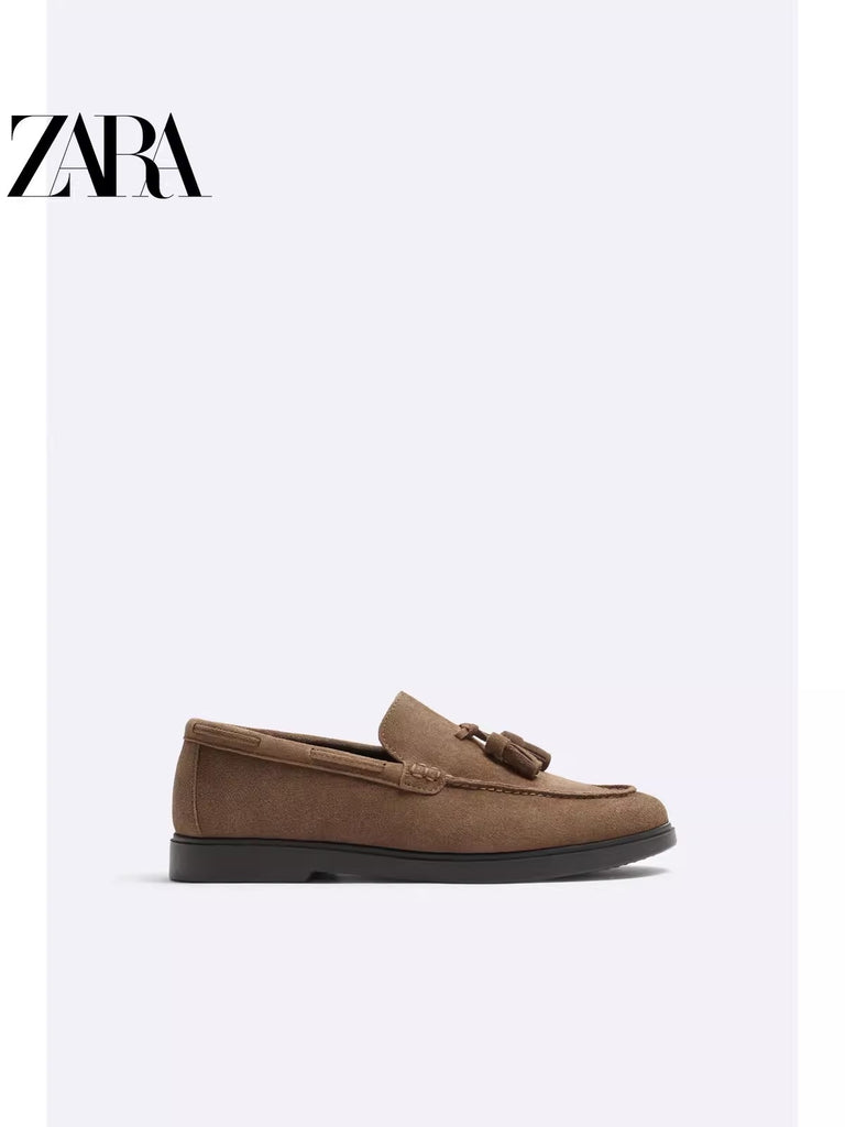 Importé - ZARA NEW - Chaussure Homme Bateau Mocassin En Cuir - Marron