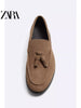 Importé - ZARA NEW - Chaussure Homme Bateau Mocassin En Cuir - Marron