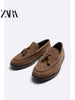 Importé - ZARA NEW - Chaussure Homme Bateau Mocassin En Cuir - Marron