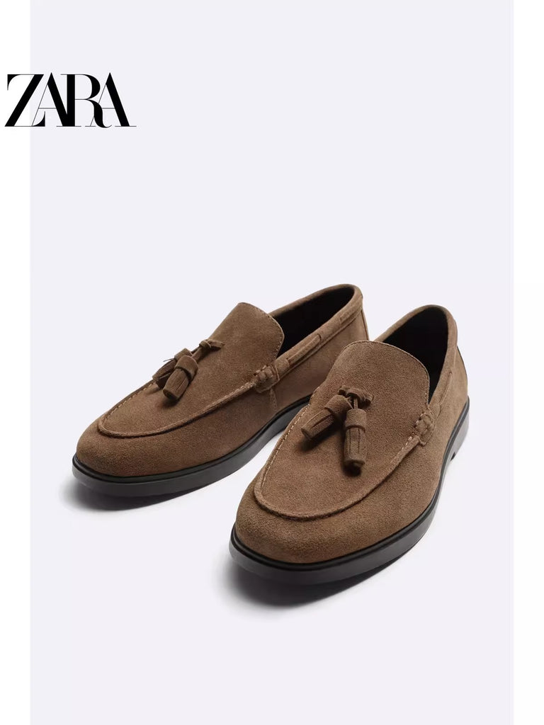 Importé - ZARA NEW - Chaussure Homme Bateau Mocassin En Cuir - Marron