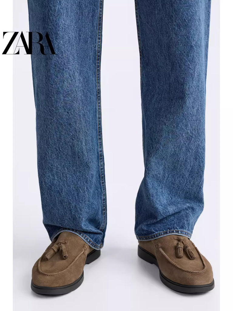 Importé - ZARA NEW - Chaussure Homme Bateau Mocassin En Cuir - Marron