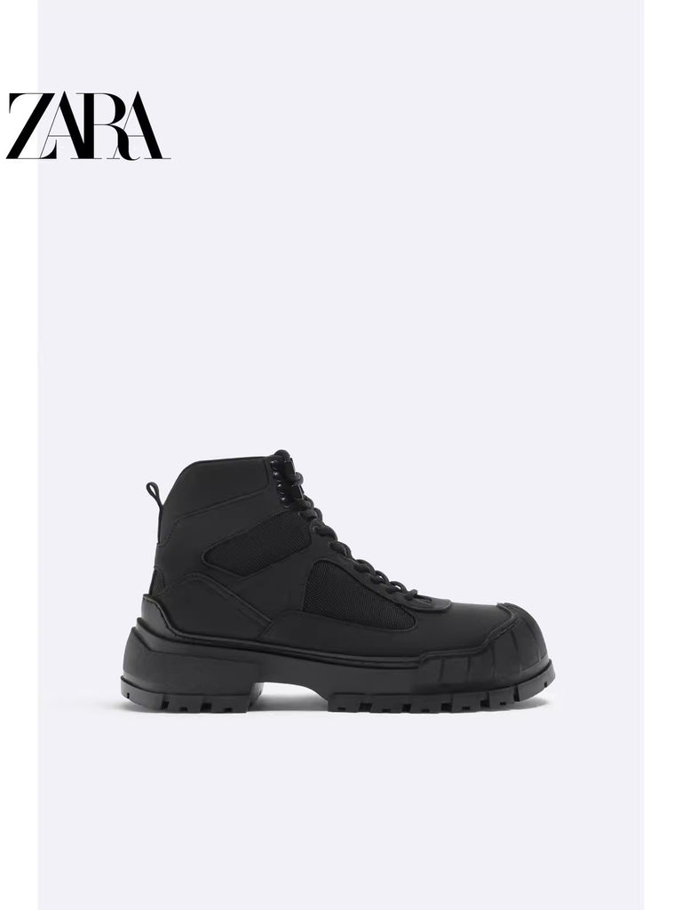 Importé - ZARA NEW - Chaussure Homme Montantes Chelsea Bottes En Dentelle - Noir