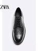 Importé - ZARA NEW - Chaussure Homme Britannique En Cuir Perforé  - Noir