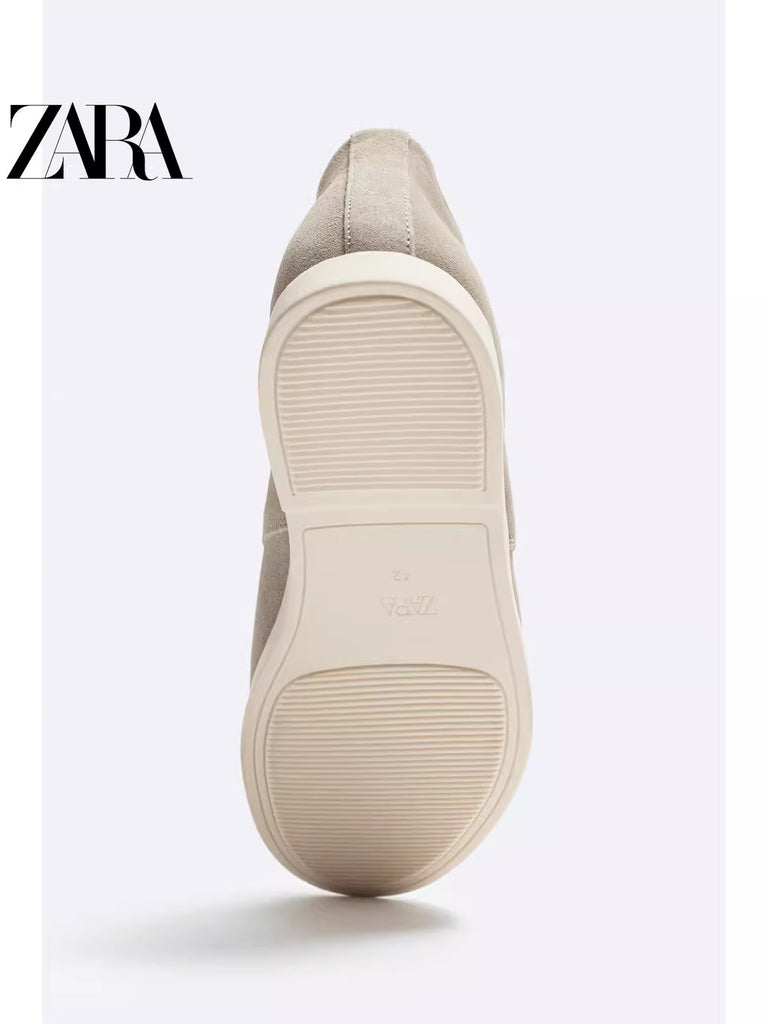 Importé - ZARA NEW - Chaussure Homme Sport Montantes Rétro en Cuir Daim - Beige