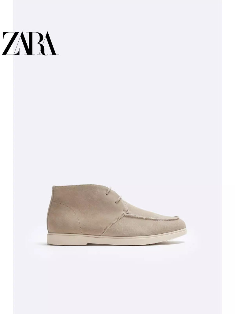 Importé - ZARA NEW - Chaussure Homme Sport Montantes Rétro en Cuir Daim - Beige