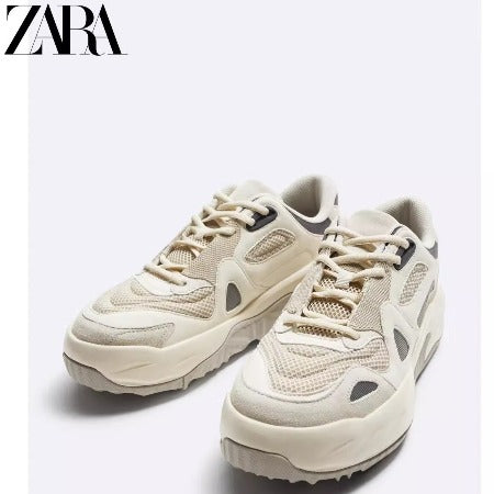 Importé  - ZARA NEW - Chaussure Homme Sport Baskets Rétro Décontractées - Blanc