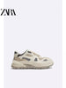 Importé  - ZARA NEW - Chaussure Homme Sport Baskets Rétro Décontractées - Blanc