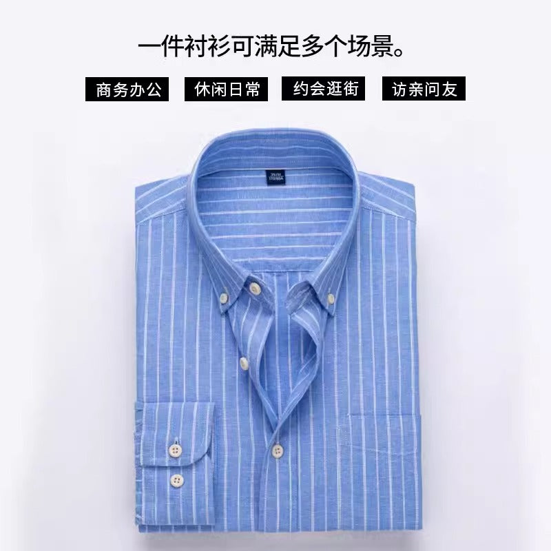 Importé - Chemise Homme en Coton Lin Manches Longues