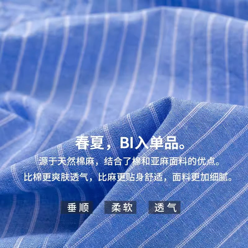 Importé - Chemise Homme en Coton Lin Manches Longues