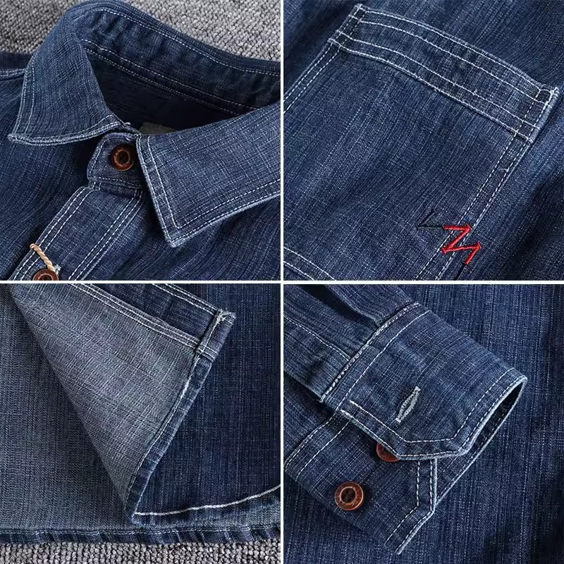 Importé - Chemise Homme Jean Denim Manches Longues