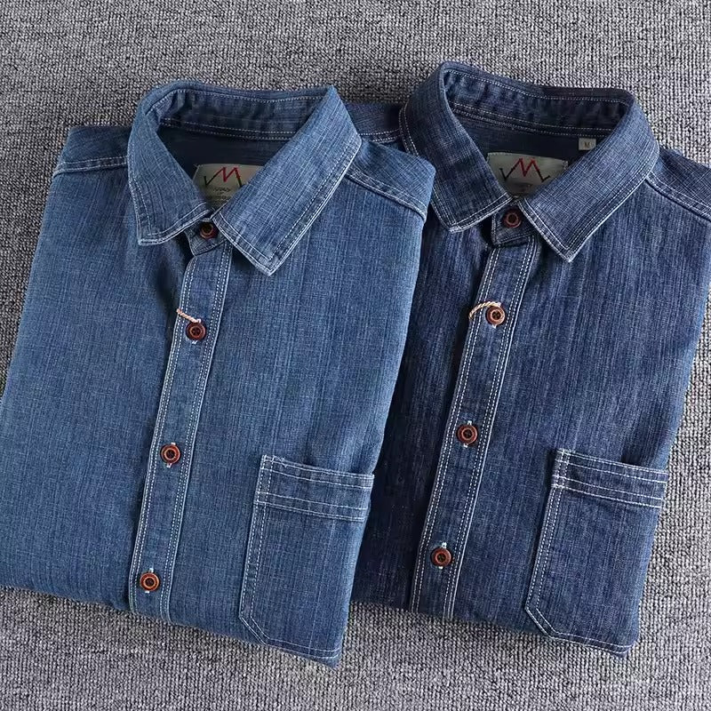 Importé - Chemise Homme Jean Denim Manches Longues