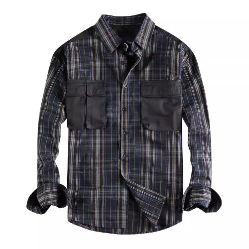 Importé - Chemise Coton Lourd Homme À Rayures Manche Longue