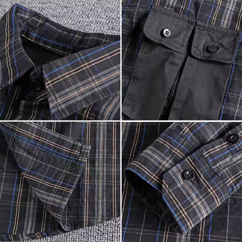 Importé - Chemise Coton Lourd Homme À Rayures Manche Longue