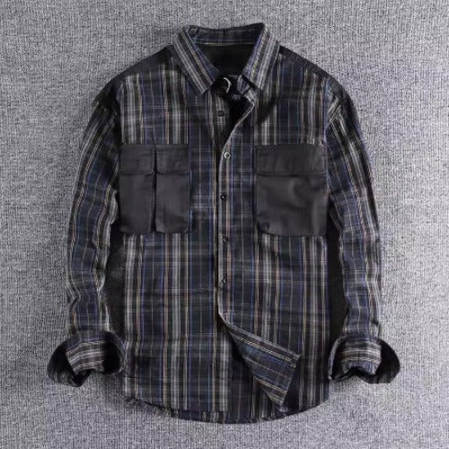 Importé - Chemise Coton Lourd Homme À Rayures Manche Longue